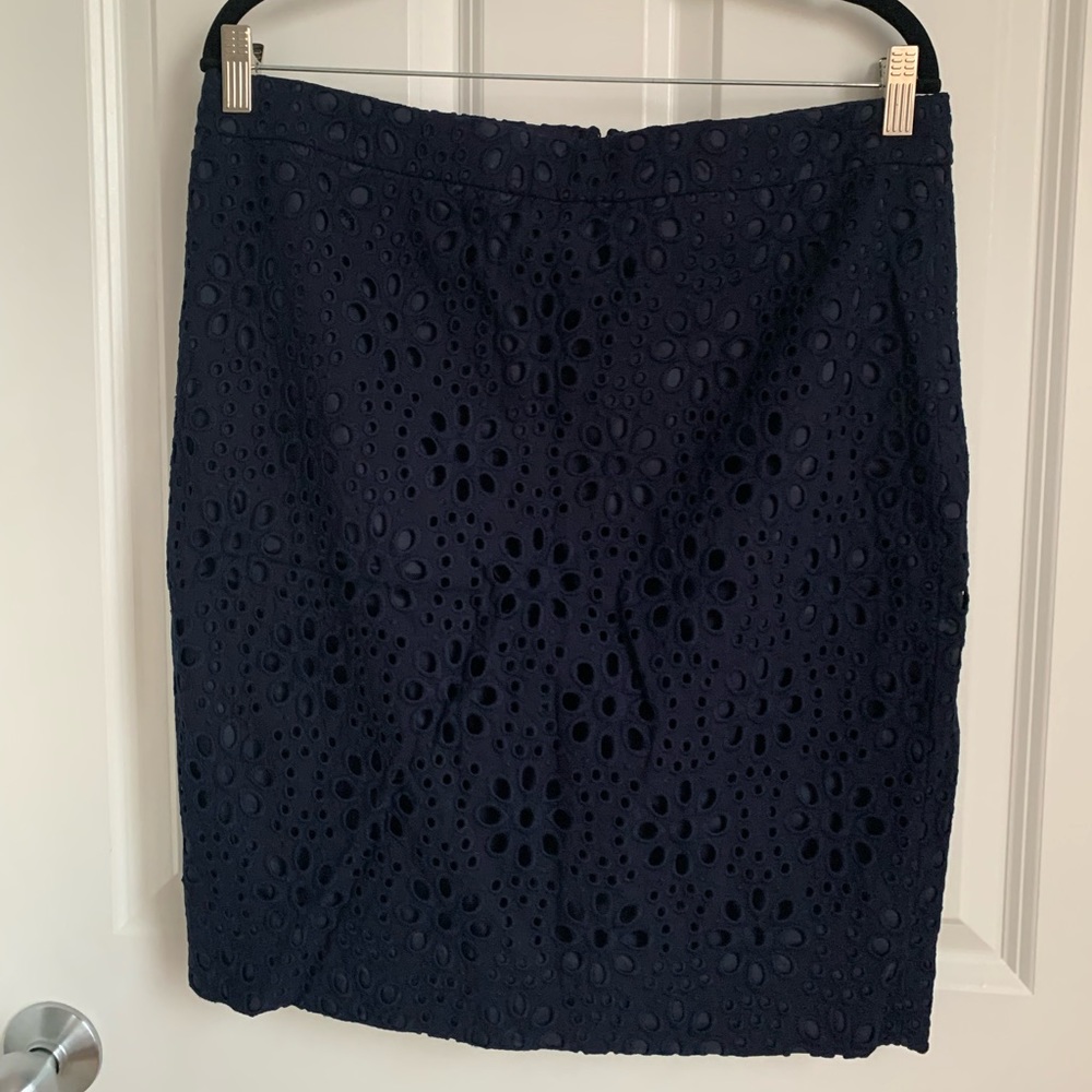 J. Crew Factory NWT Navy Floral Eyelet Skirt Size 12